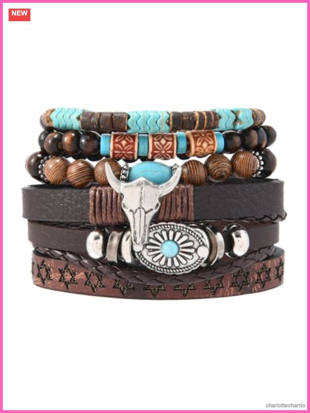 Turquoise Beaded Stretch Bracelet Strand Cowboy Chic Western Boho Jewelry